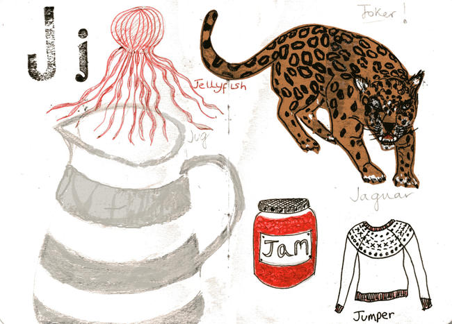 Sketchbook alphabet ideas- J