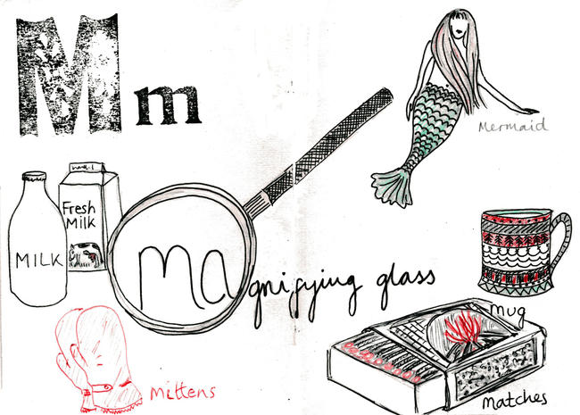 Sketchbook alphabet ideas- M