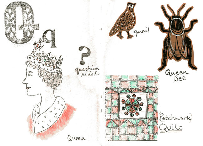 Sketchbook alphabet ideas- Q
