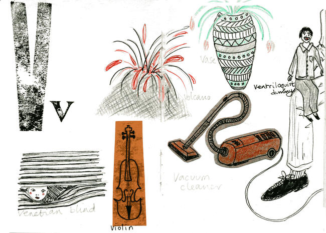 Sketchbook alphabet ideas- V