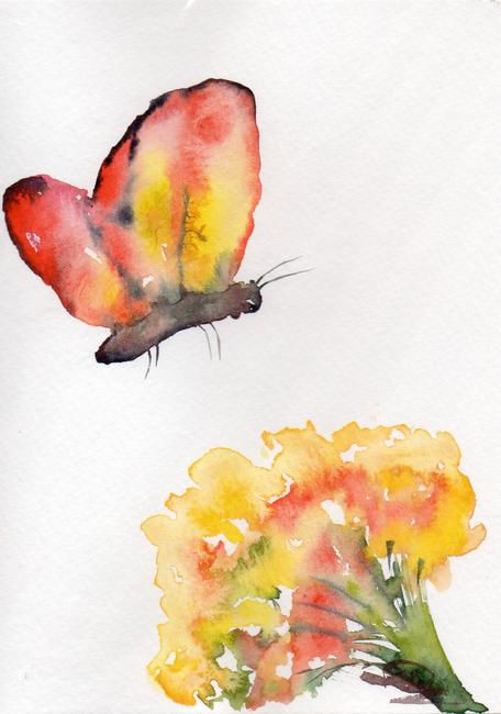 Single red butterfly