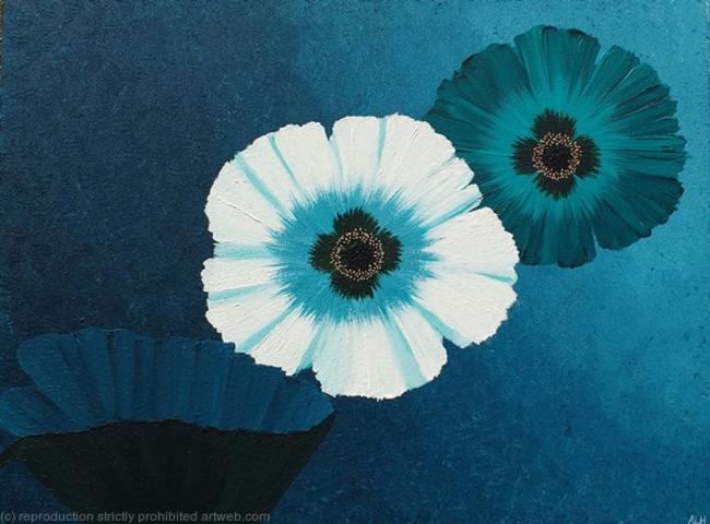 Oriental Poppies in Blue