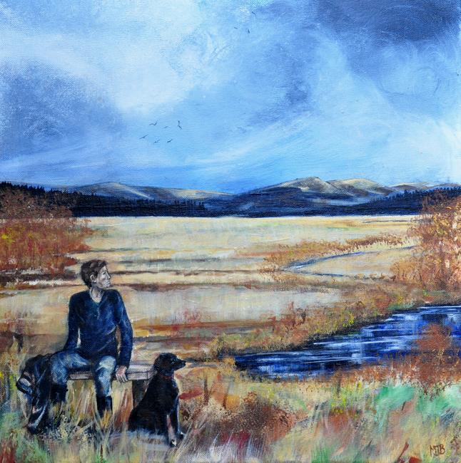 Boy sitting by the Nith