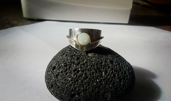 9ct Gold and Silver Opal ring