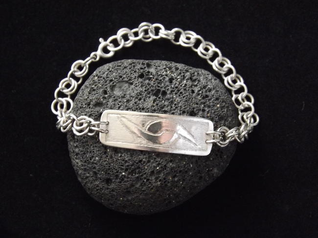Chain link Bracelet with engraved plate