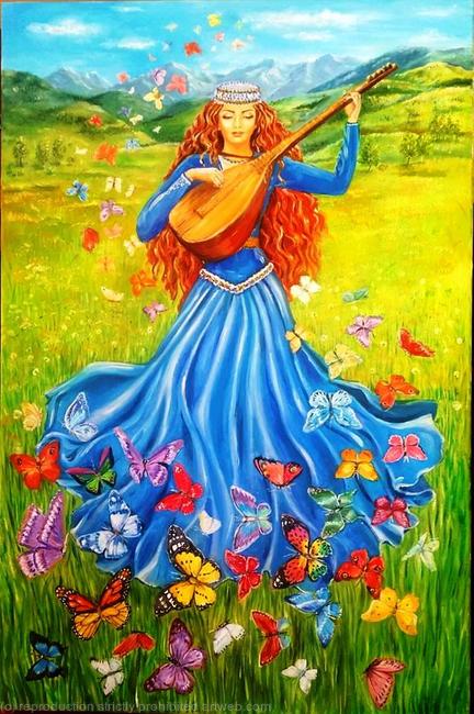 The Girl playing saz