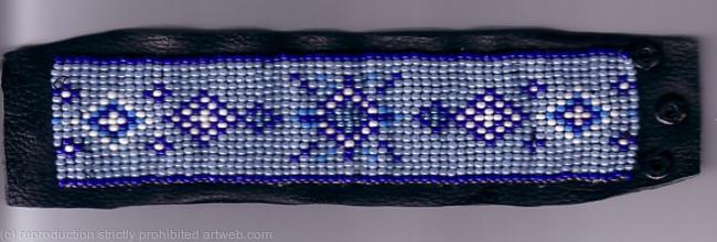 wristlet small beads on leather made by me SussiQ