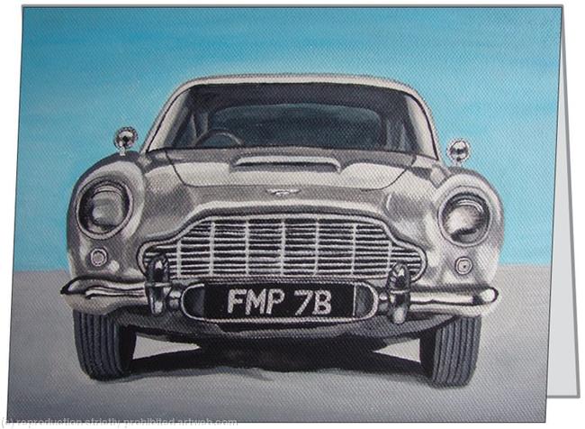 Aston Martin DB5 - James Bond Car- Small Greetings Card
