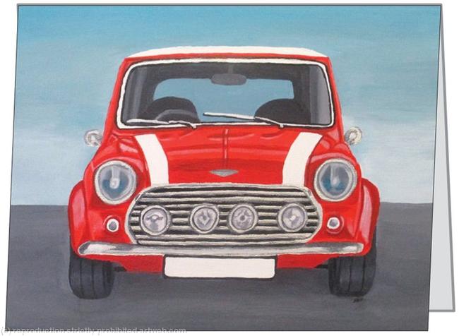 Classic Mini - Red - Small Greetings Card