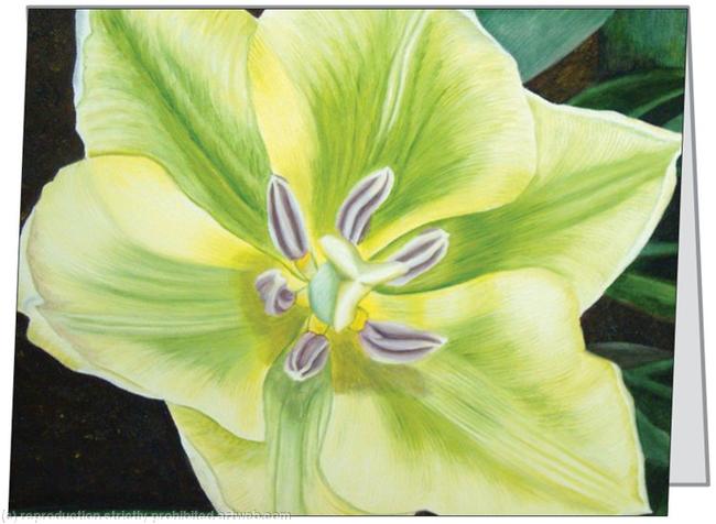 Spring Green Tulip - Small Greetings Card