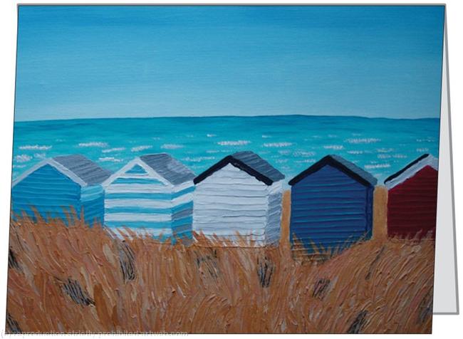 Beach Huts- Medium Greetings Card