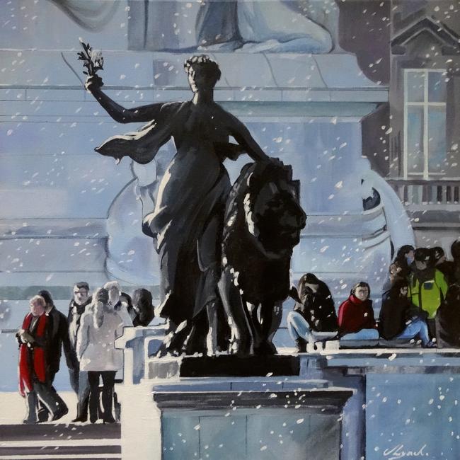 Snow Flurries On The Mall
