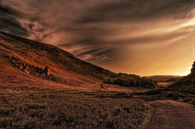 Sunset valley of rocks devon