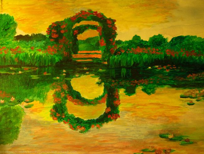 Monet's Flowering Arches Emulation by A Weed