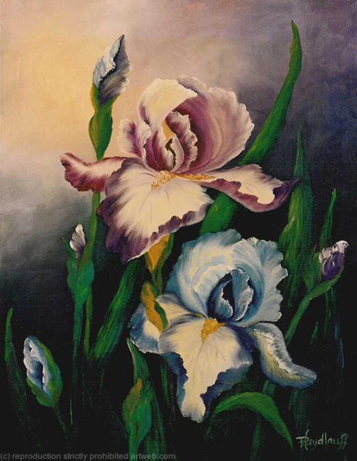 Two Irises - Irises always grew at the edge of my parent’s vegetable garden and they often adorned our farmhouse kitchen table.