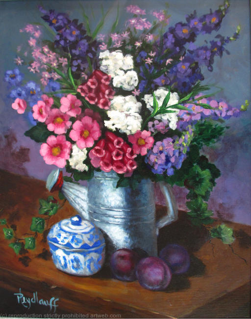 Watering Can - There is nothing like a fresh bouquet of flowers picked in the garden and casually arranged in your favorite old galvanized sprinkling can. They just go together.