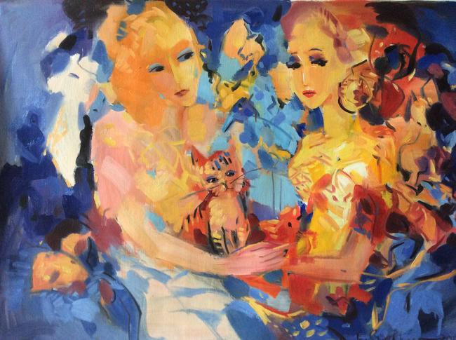 With cat