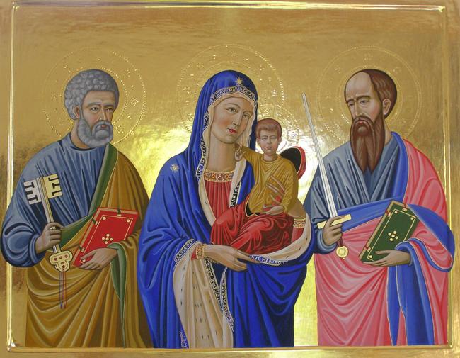 Virgin and Child with Saints Peter and Paul for The Chapel of Saint Peter and Paul Brailes Oxfordshire (the oldest Catholic Church in England)