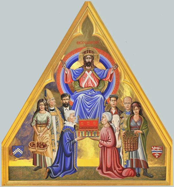 Back Panel of St Thomas Cantilupe Shrine With Donor Portraits of Sir Roy Strong and Wife