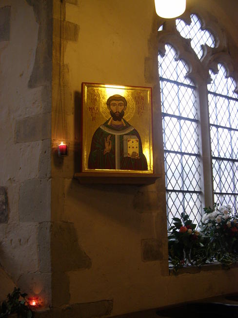 St Thomas icon in place in the Chapel of The Hospital of St Thomas the Martyr Upon Eastbridge Canterbury