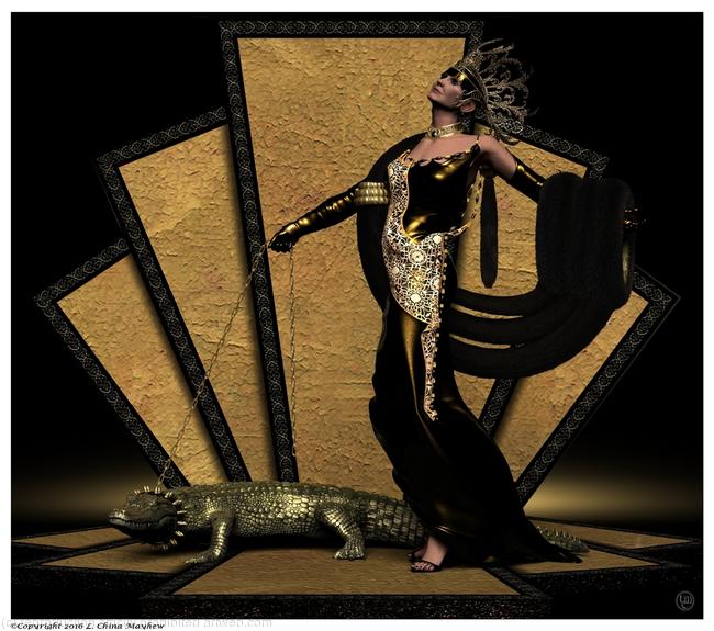 WOMAN WALKING CAMAN IN THE STYLE OF ERTE