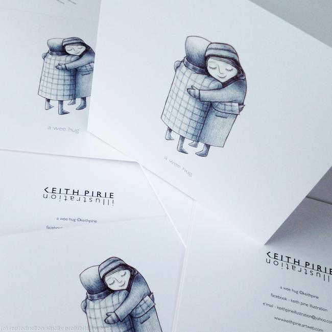 5 x a wee hug greetings cards (b&w)