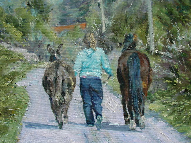 Girl with Horse and Donkey at The Burren