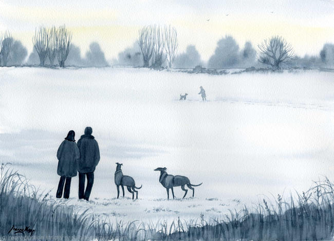 Snow Scene No.6574 Dog Walk