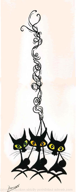 3 Black Cats No.2721 Modern Print