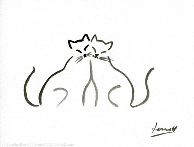 Cats No.4874 Watercolour Line Art