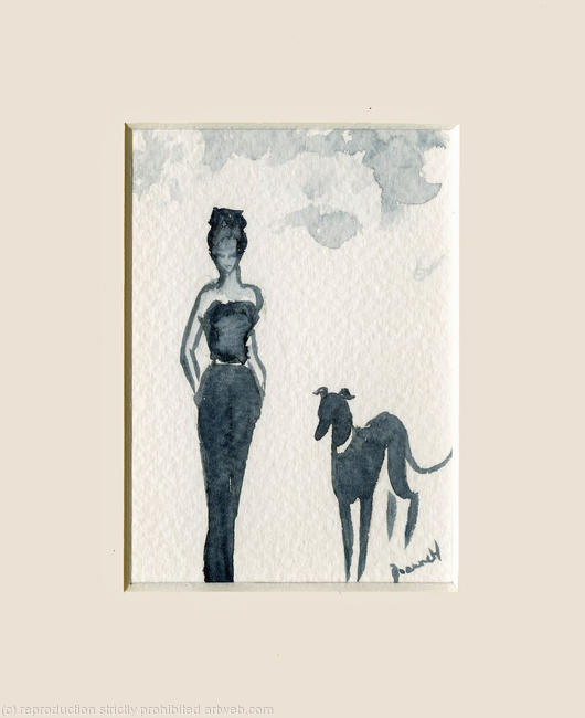 Cool Couple ACEO 7177 Girl / Dog