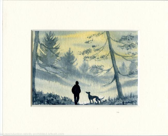 WOODLANDS 7210 Trees Dog Man