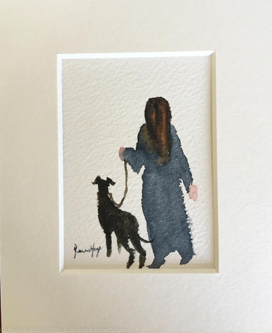 Summer Walks ACEO 7237 GIRL / DOG