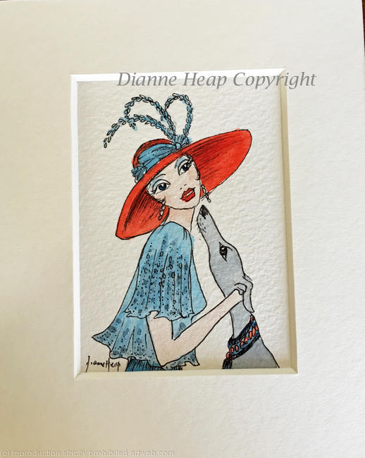Girl and Hound ACEO 7238 / GREYHOUND Deco
