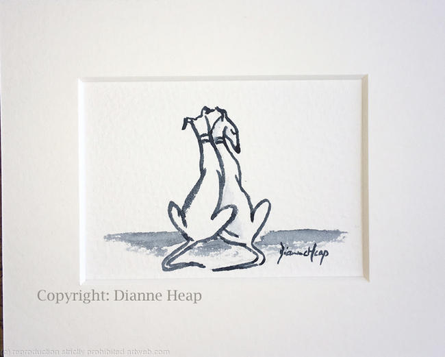 ACEO 7258 CLOSE FRIENDS Dianne Heap Greyhound Whippet Dogs
