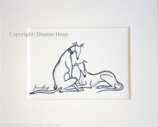 7260 ACEO COMPANIONS Dianne Heap Greyhound Whippet Dogs