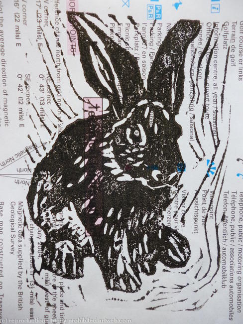 Rabbit linocut