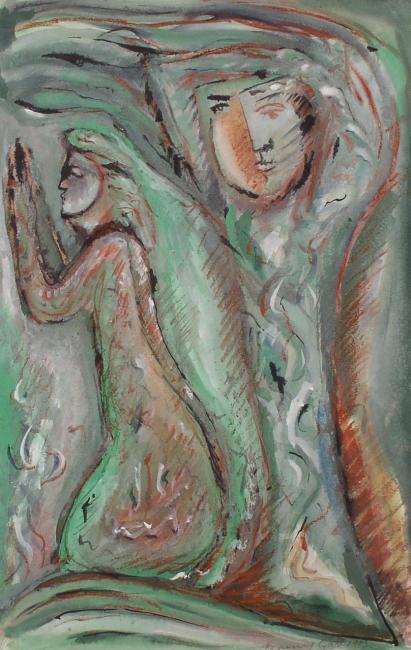 Kneeling Figure Praying With Tree