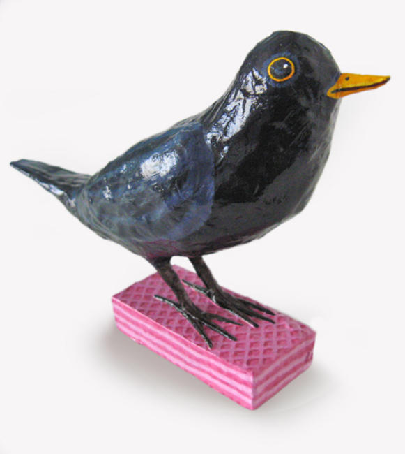 Blackbird on Pink Wafer
