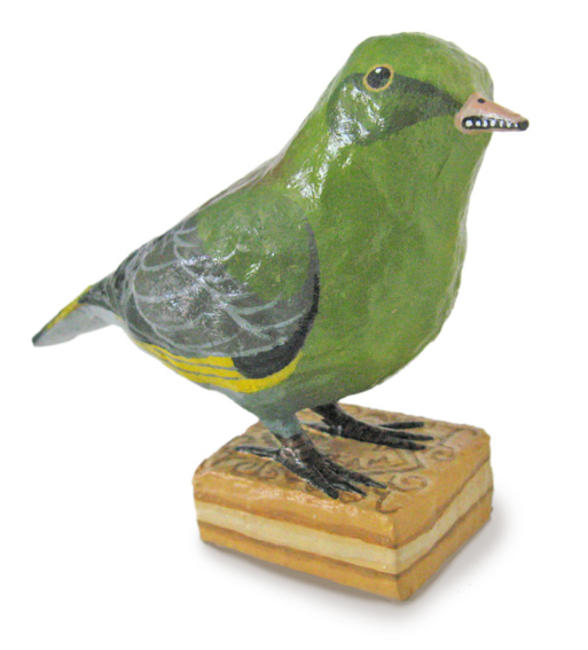 Greenfinch on Custard Cream