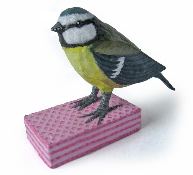 Blue Tit on Pink Wafer