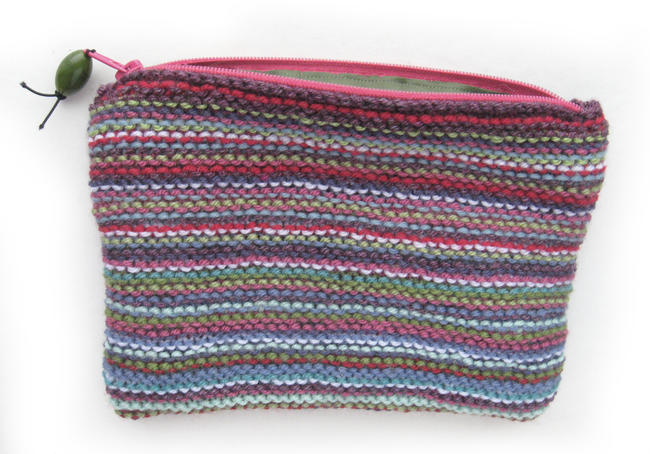 Multi-Coloured Stripy Zipped Bag/Purse