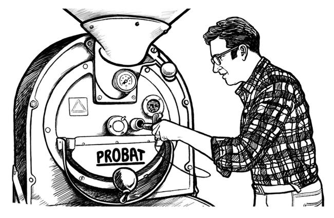 Coffee roaster man illustration