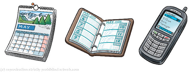 Calendar, Diary and Mobile Phone