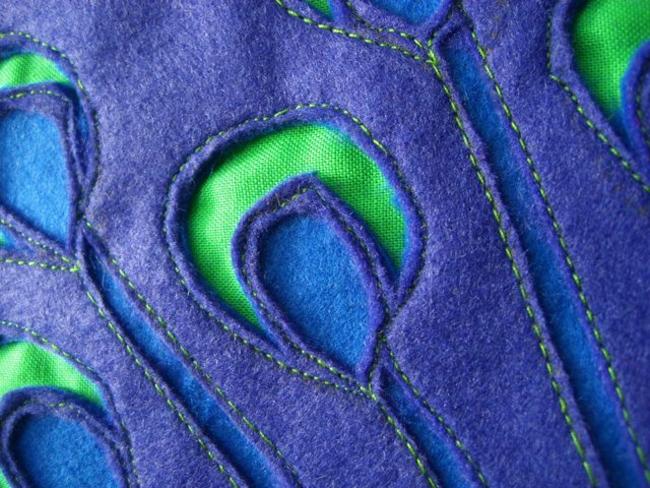 Peacock cushion - detail