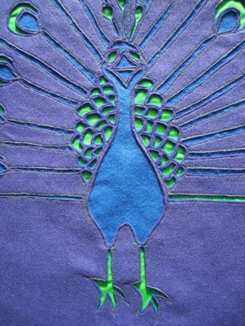 Peacock cushion - detail
