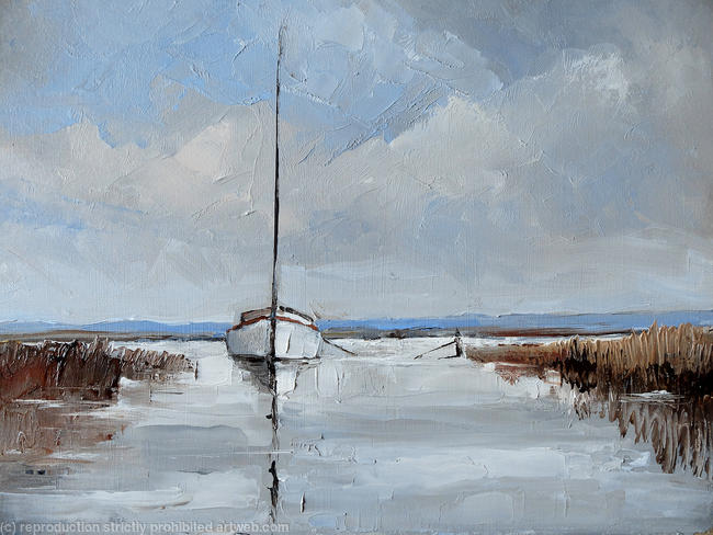 Moored White Boat