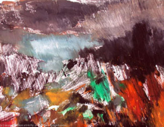 Cornish seascape in winter monoprint 1