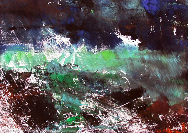 Cornish seascape in winter monoprint 4