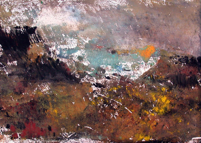 Cornish seascape in winter monoprint 7